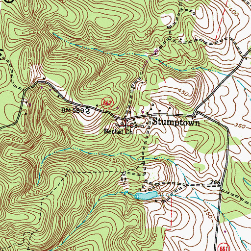 Topographic Map of Bethel United Methodist Cemetery, VA