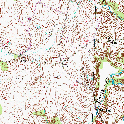 Topographic Map of Everharts Crossroads, VA