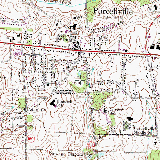 Topographic Map of Firemens Field Park, VA