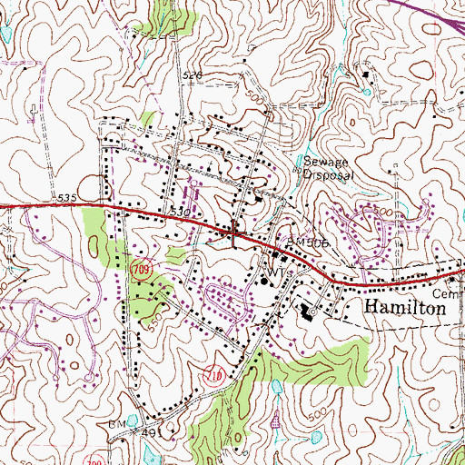 Topographic Map of Hamilton Post Office, VA