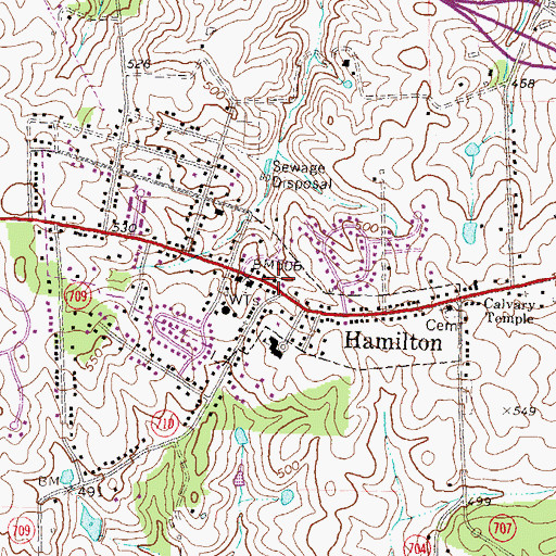 Topographic Map of Hamilton Town Hall, VA