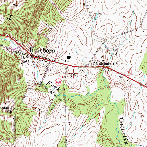 Topographic Map of Hillsboro Cemetery, VA