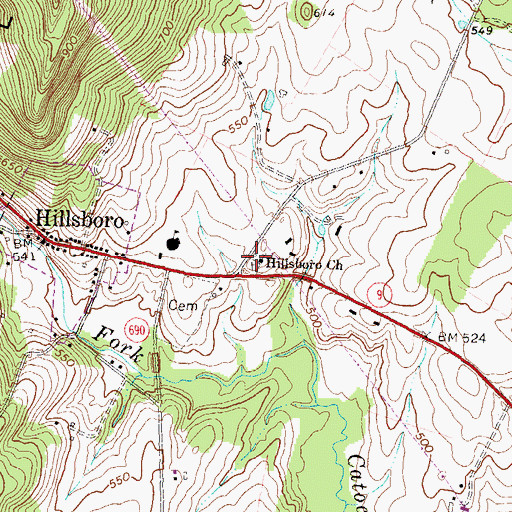 Topographic Map of Arnold Grove Cemetery, VA