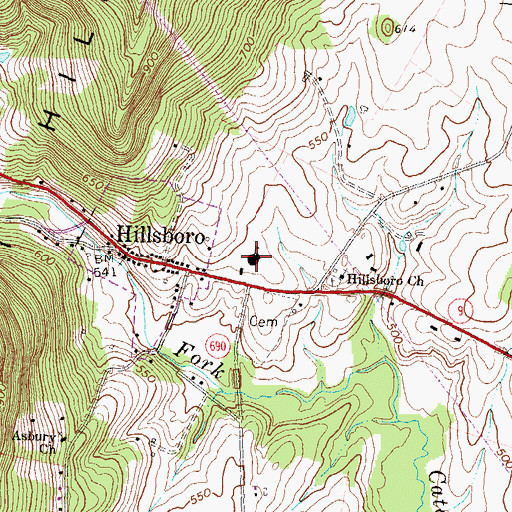 Topographic Map of Hillsboro Elementary School, VA