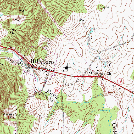 Topographic Map of Hillsboro Elementary School, VA