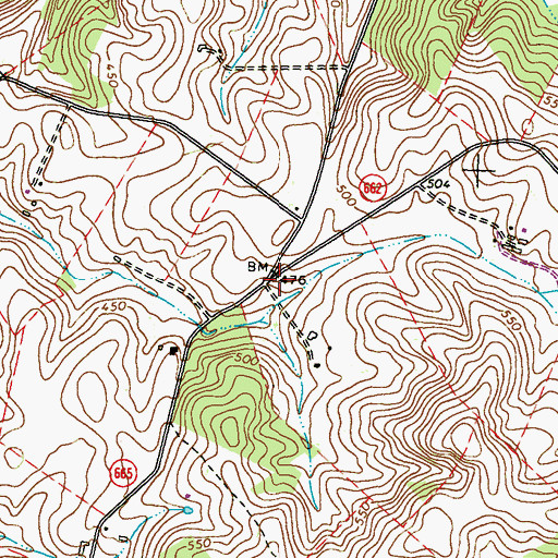 Topographic Map of Hull Crossroads, VA