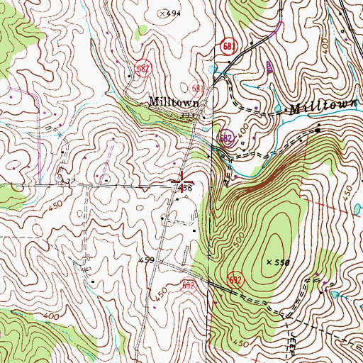 Topographic Map of Mill Creek, VA