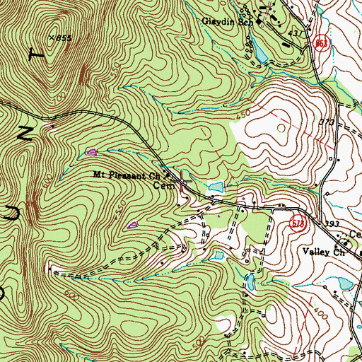 Topographic Map of Mount Pleasant Cemetery, VA