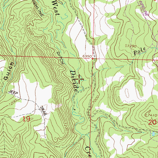 Topographic Map of Pole Creek, CO