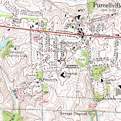 Topographic Map of Purcellville Community Center, VA