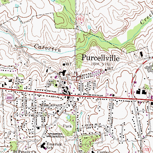 Topographic Map of Purcellville Post Office, VA