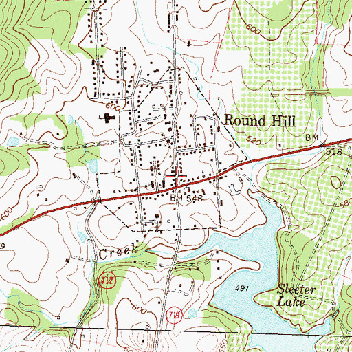 Topographic Map of Round Hill Post Office, VA