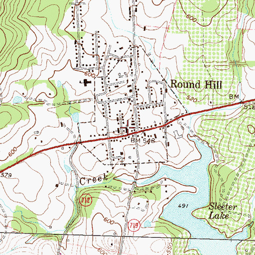 Topographic Map of Round Hill United Methodist Church, VA