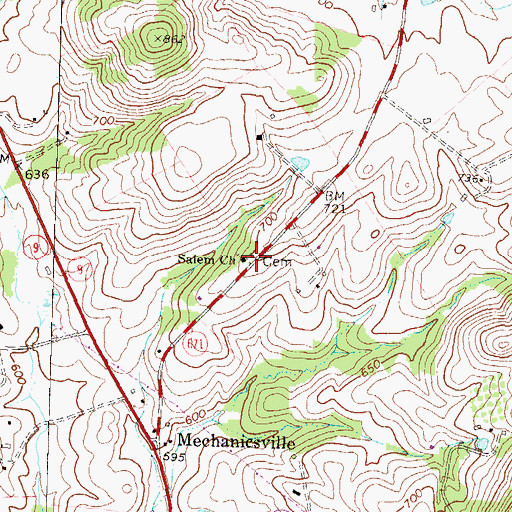 Topographic Map of Salem Cemetery, VA