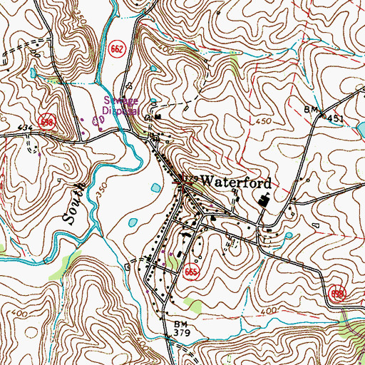 Topographic Map of Waterford Post Office, VA