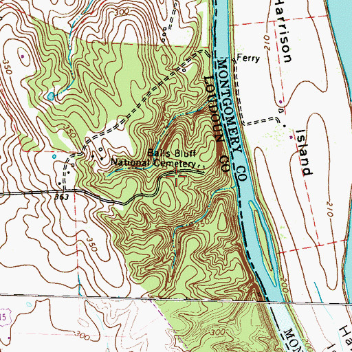 Topographic Map of Balls Bluff Battlefield, VA