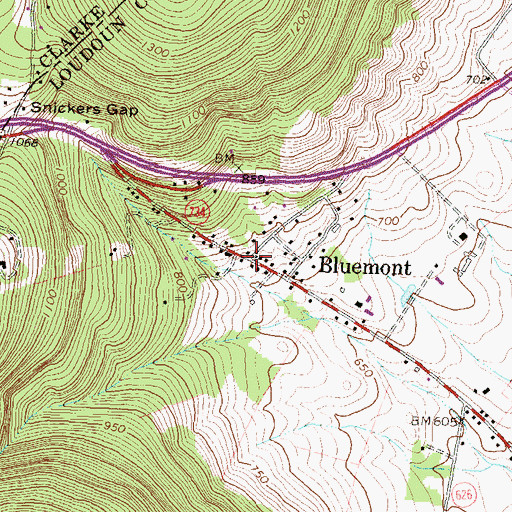Topographic Map of Bluemont Historic District, VA