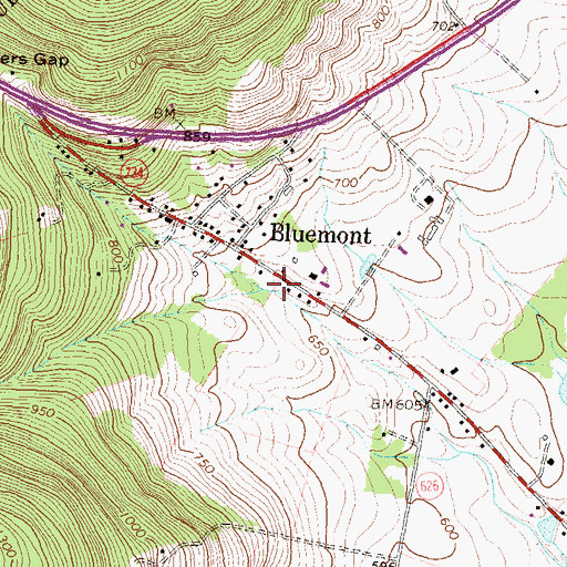 Topographic Map of Bluemont United Methodist Church, VA