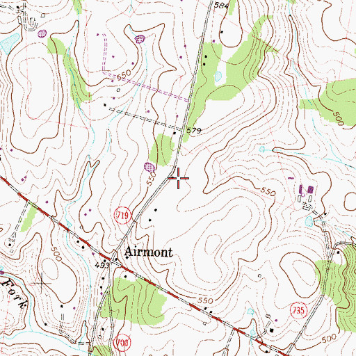 Topographic Map of Powells Grove School (historical), VA