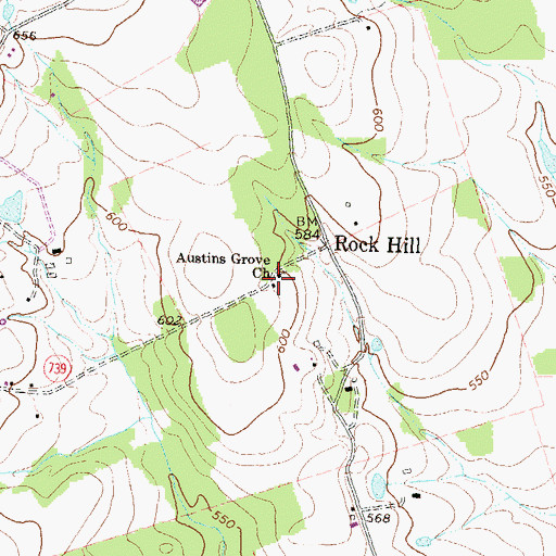 Topographic Map of Rock Hill School (historical), VA
