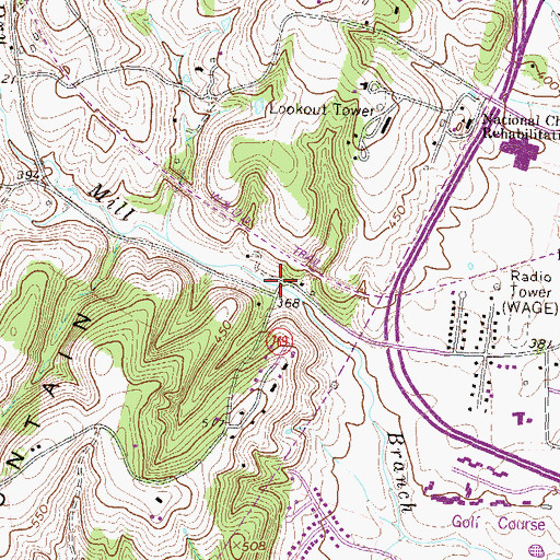 Topographic Map of Dry Mill Bridge, VA