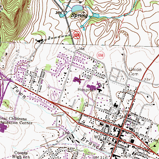 Topographic Map of Heritage Hall Nursing Home, VA