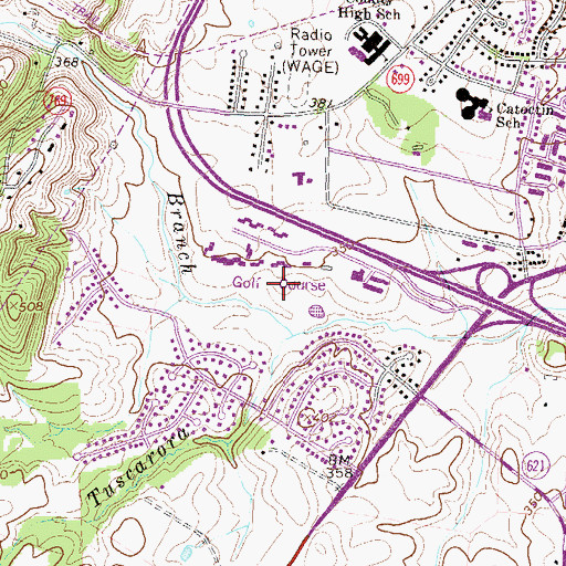 Topographic Map of Leesburg Country Club, VA