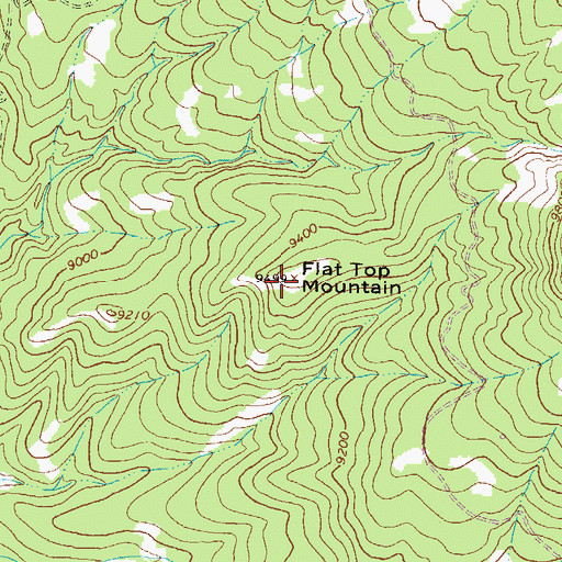 Topographic Map of Flat Top Mountain, CO