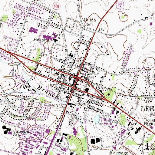 Topographic Map of Leesburg Historic District, VA