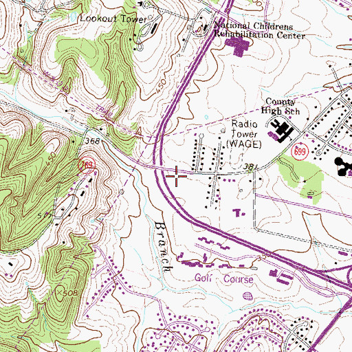 Topographic Map of Leesburg Seventh Day Adventist Church, VA