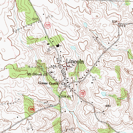 Topographic Map of Lincoln Post Office, VA