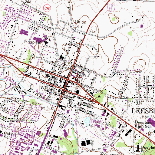 Topographic Map of Loudoun County Courthouse, VA