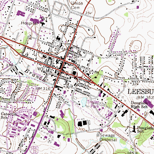 Topographic Map of Market Station Shopping Center, VA