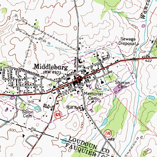 Topographic Map of Middleburg Historic District, VA