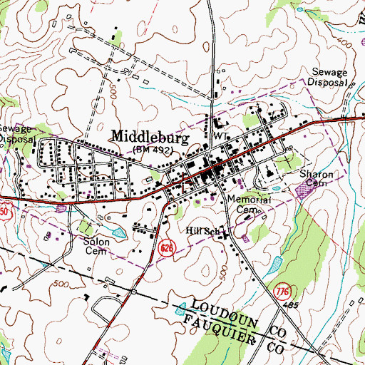 Topographic Map of Middleburg Post Office, VA