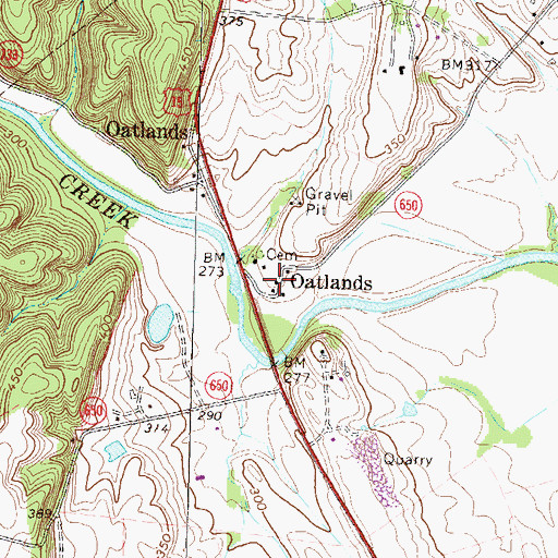 Topographic Map of Oatlands Historic District, VA