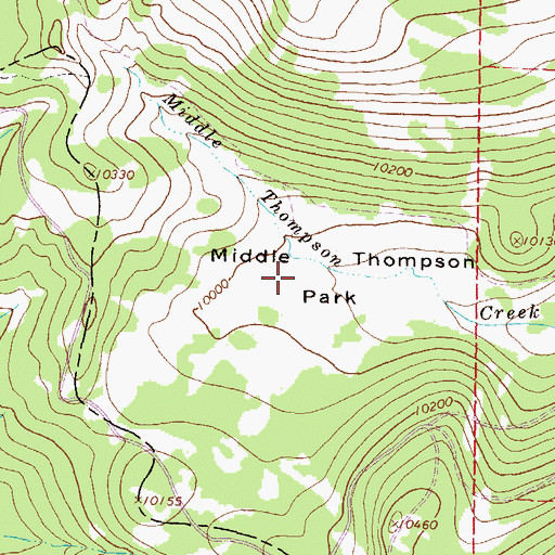 Topographic Map of Middle Thompson Park, CO