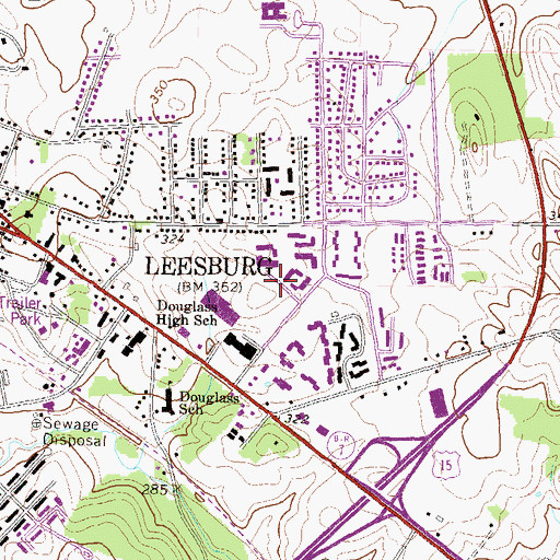 Topographic Map of Plaza Street Park, VA