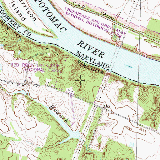 Topographic Map of Red Rock Overlook Regional Park, VA