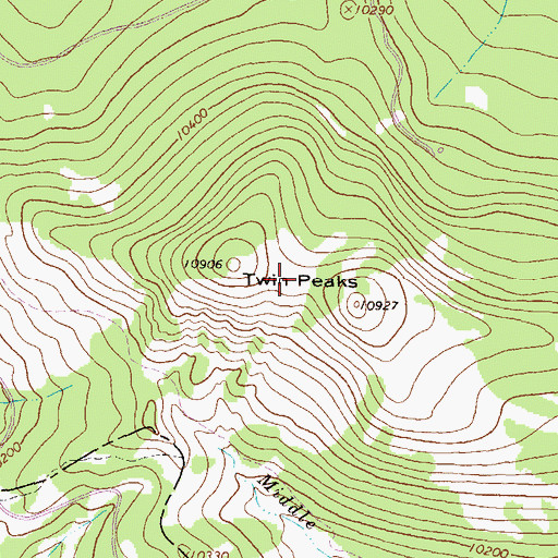 Topographic Map of Twin Peaks, CO