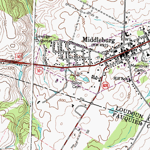 Topographic Map of Solon Cemetery, VA