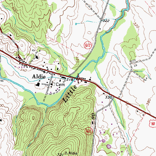 Topographic Map of Aldie Bridge, VA