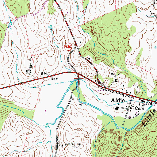 Topographic Map of Aldie Dam, VA