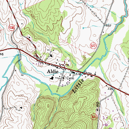 Topographic Map of Aldie Post Office, VA