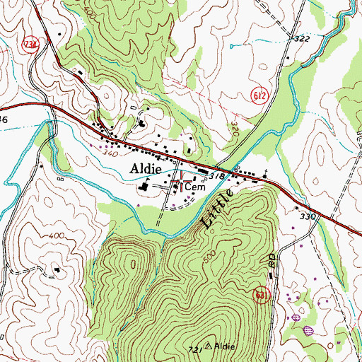 Topographic Map of Aldie United Methodist Church, VA