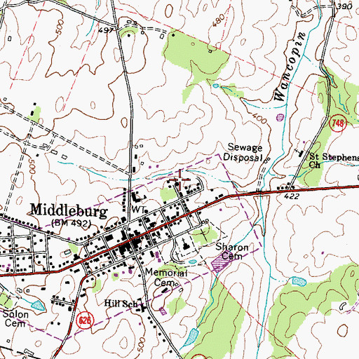 Topographic Map of Asbury Methodist Church, VA