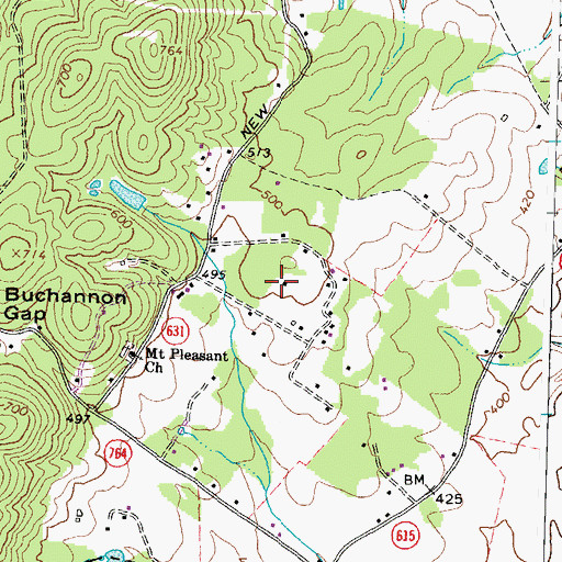 Topographic Map of Bowmantown, VA