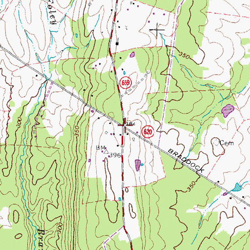 Topographic Map of Burns Crossroads, VA