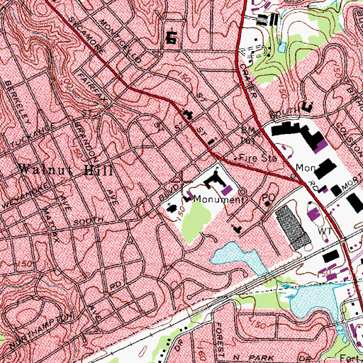 Topographic Map of First Christian Church, VA