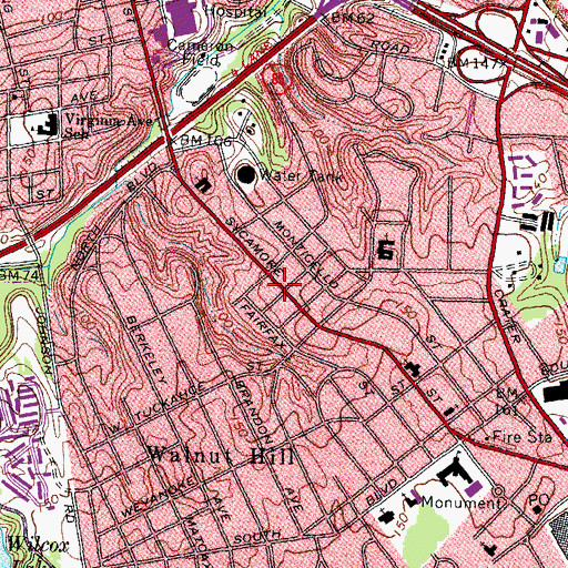 Topographic Map of First Church of Christ Scientist, VA